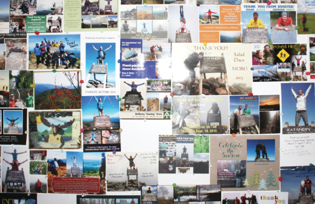 Postcards on display at the Doyle Hotel, sent from hikers who have past through.