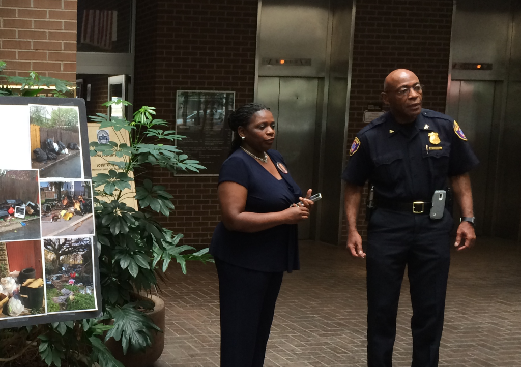 Harrisburg City Councilwoman Sandra Reid and Police Chief Thomas Carter at a May 9 press conference in city hall.
