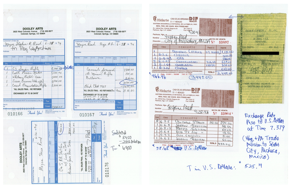 These receipts, with Mayor Stephen Reed's handwritten notes in the margins, are among the decade's worth of purchase records for which Reed sought a $33,000 reimbursement.