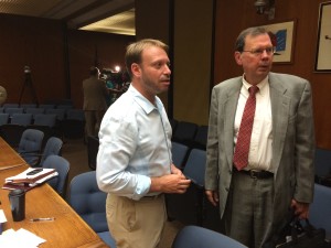 Finance director Bruce Weber, left, and Act 47 coordinator Fred Reddig at a Harrisburg City Council meeting in August.