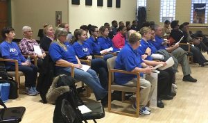 About 15 members of the teachers union attended last night's school board meeting. 