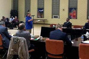 Harrisburg Education Association President Jody Barksdale addressed the school board at last night's meeting. 